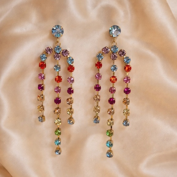 Anthropologie Jewelry - Multicolor Vibrant Crystal Drop Earrings
